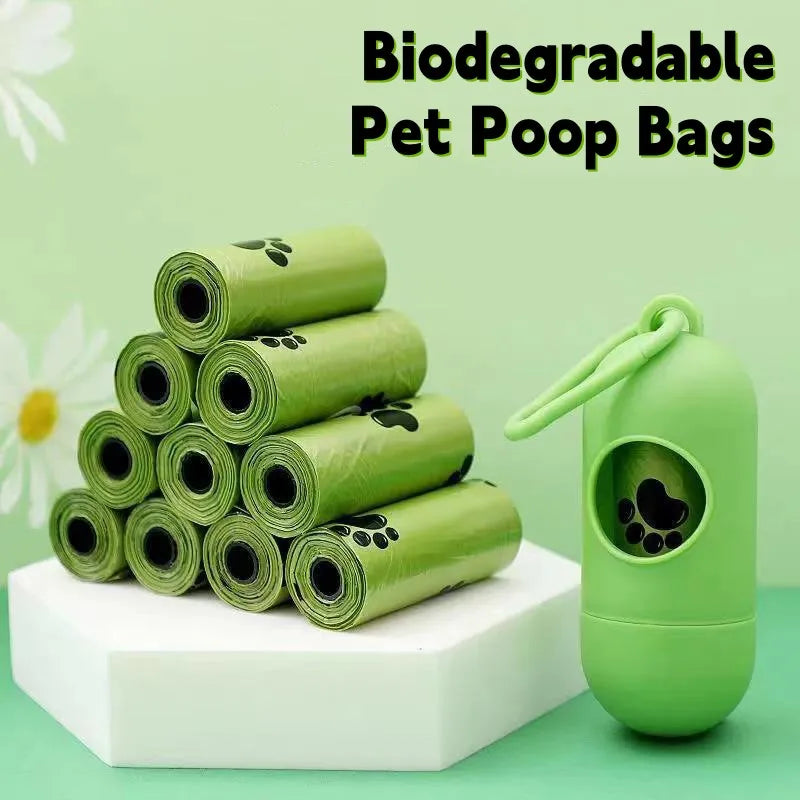 New Pet Biodegradable Trash Bag Dog Poop Bags Bulk Biobase Scented Poo Bag Degradable Cat Waste Bags Dog Poop Dispenser Gifts